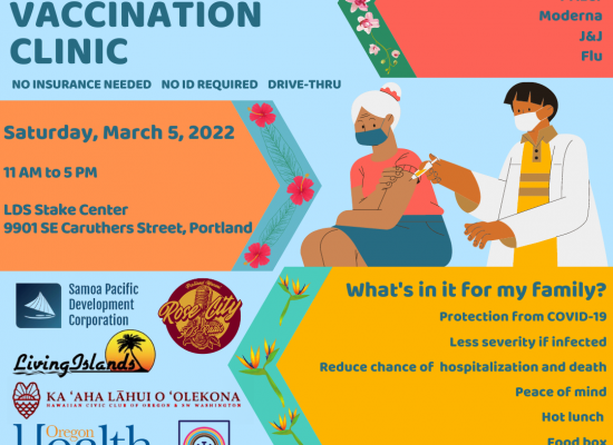 Drive-thru vaccination clinic in Portland, OR, on Saturday, March 5.